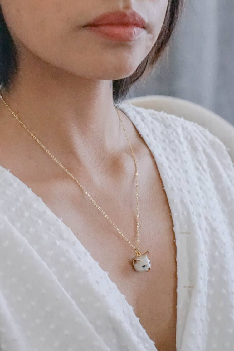 Tiny George Cat Head Necklace