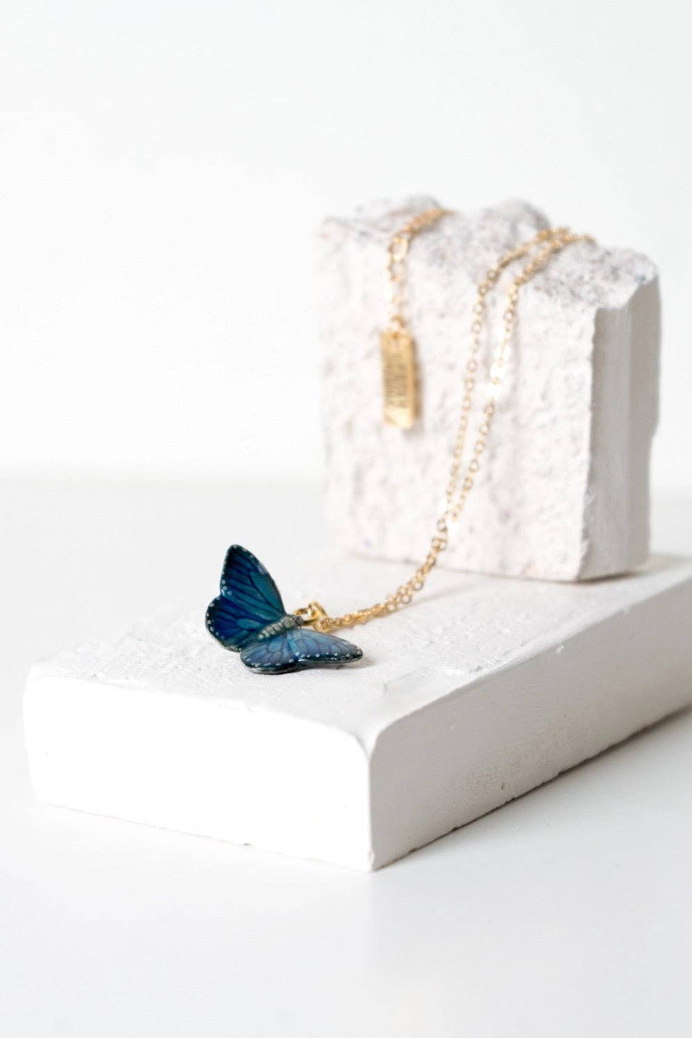 Tiny Flutter Necklace in Sky Blue