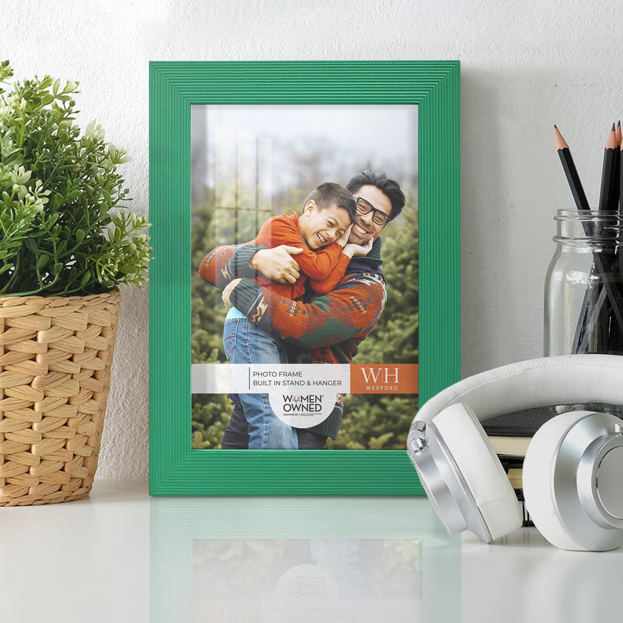 Photo Frame, Real Wood with Texture, Emerald
