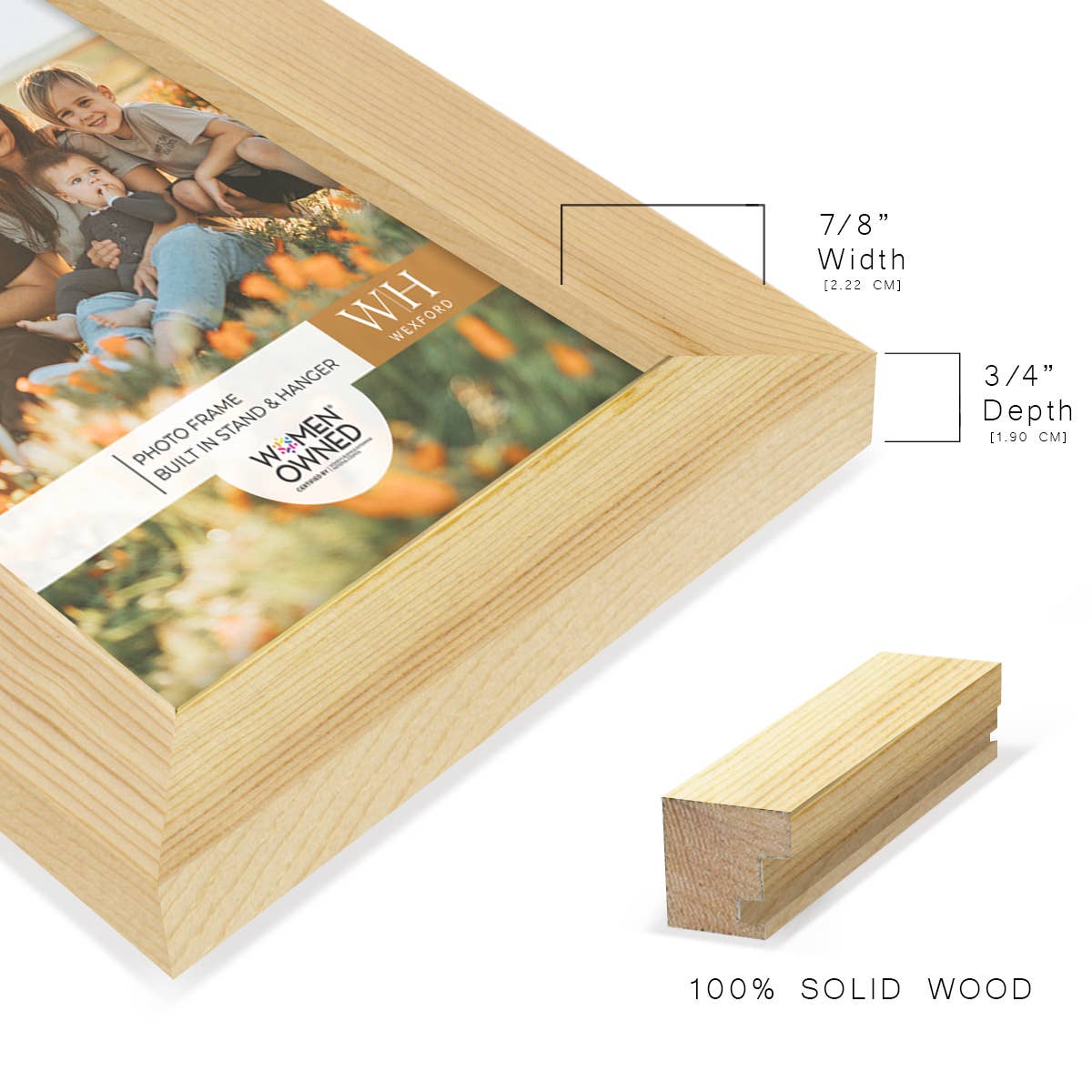 Photo Frame, Real Wood with Wood Grain, Natural Wood