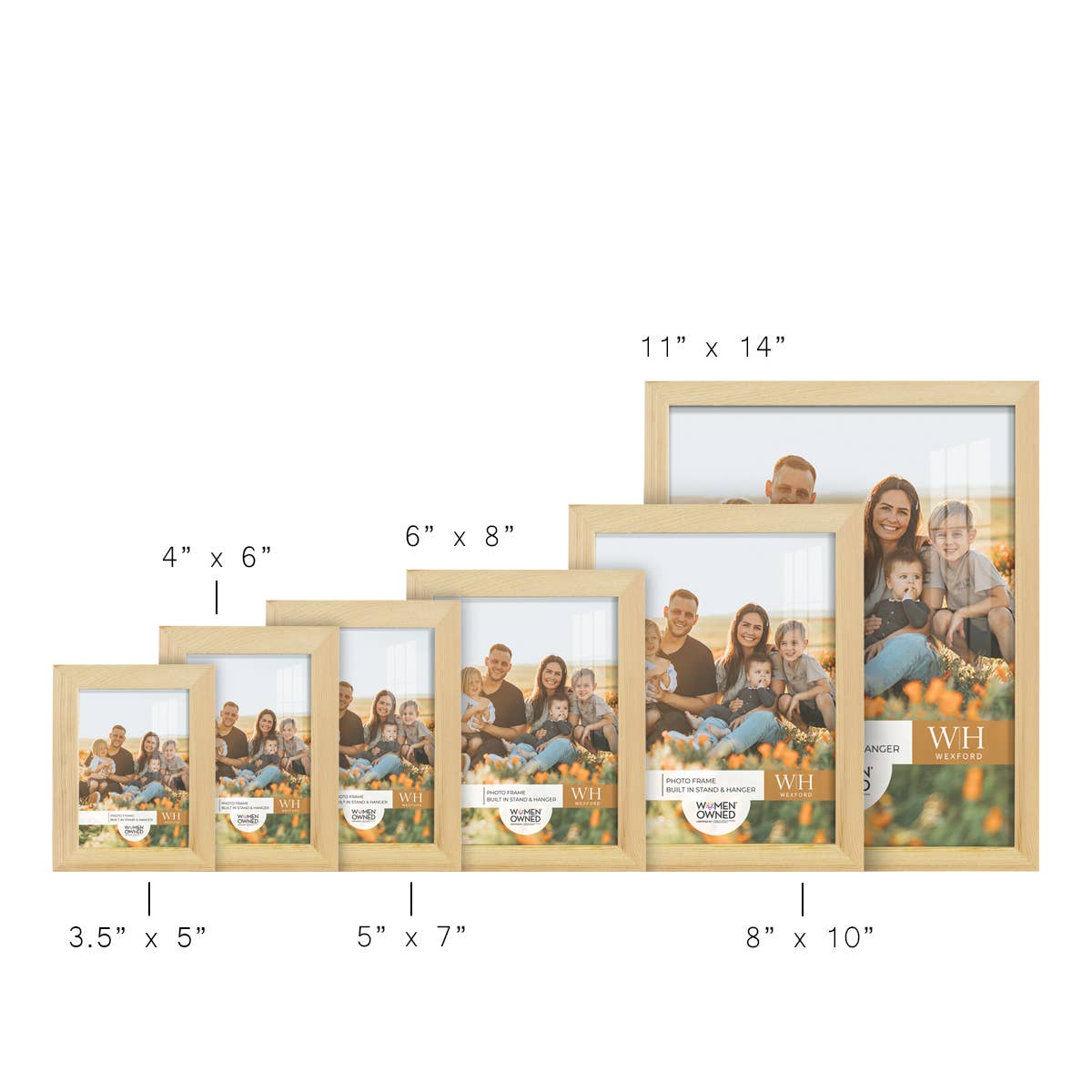 Photo Frame, Real Wood with Wood Grain, Natural Wood