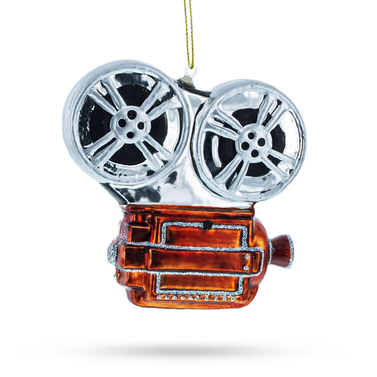 Retro Camera Movie Player Glass Ornament
