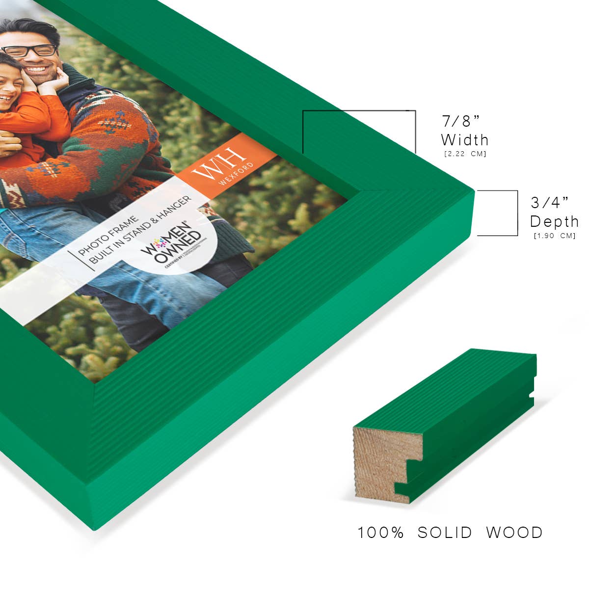 Photo Frame, Real Wood with Texture, Emerald