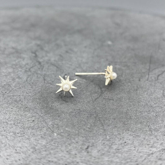 Mini Pearl North Star Studs