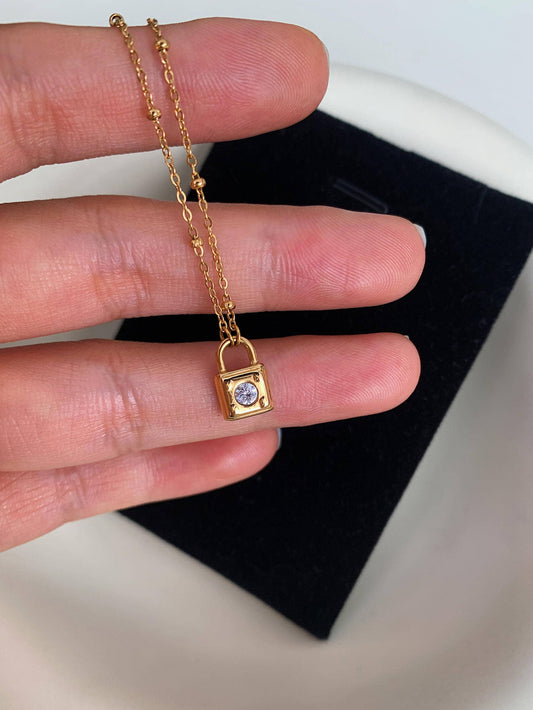 Turner Petite Rhinestone Lock Necklace