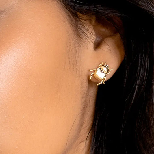 Fortune Beetle Studs - 18k Gold Plated - Peter & June