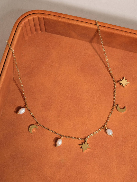 Amaury Pearl Moon and Star Choker