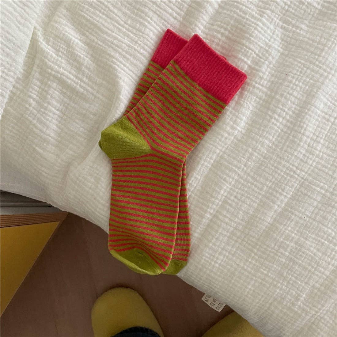 Rufia - Colorful Striped Mid-Calf Socks for Autumn-Winter: Grey / One Size