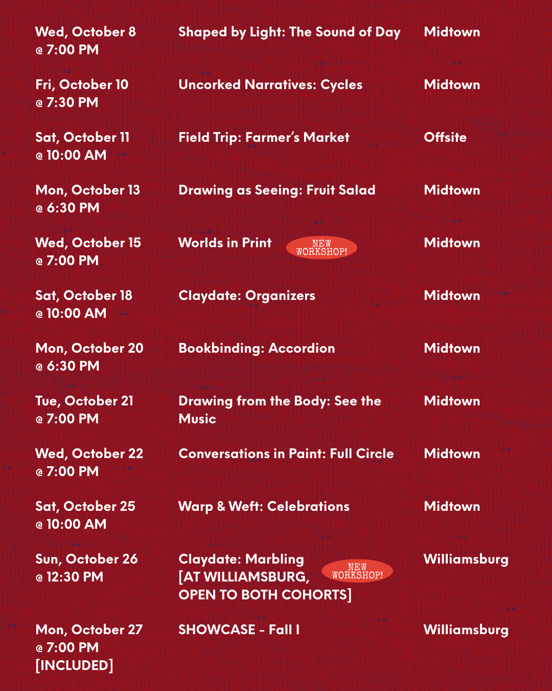 [Midtown] Fall I 2025 Cohort Program – "Rhythms and Cycles"