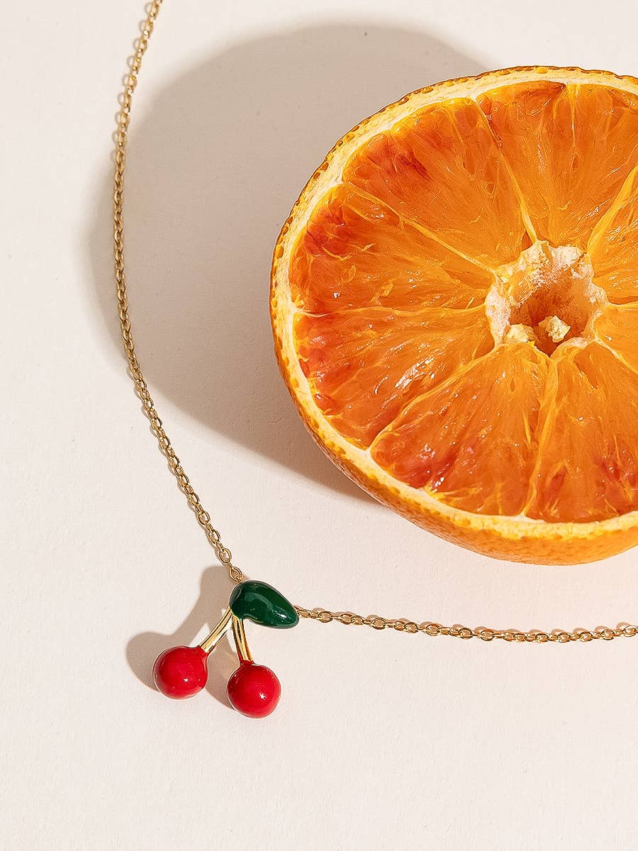 Mûre 18K Gold Non-Tarnish Vintage Cherry Necklace