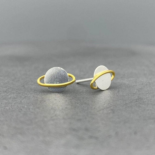 Silver Saturn Studs