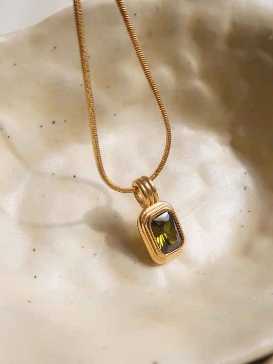 Maeve Green Square Stone Pendant
