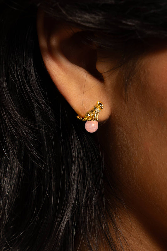 Cat's Cradle Stud - 18k Gold Plated + Stone