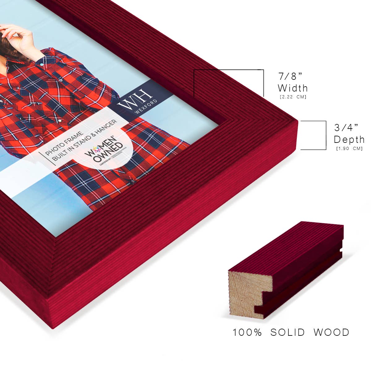 Photo Frame, Real Wood with Texture, Ruby