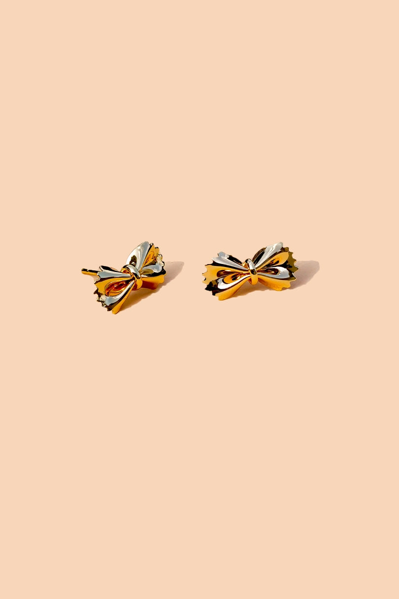 Bow Tie Pasta Studs, 18k Gold Plated - Peter & June