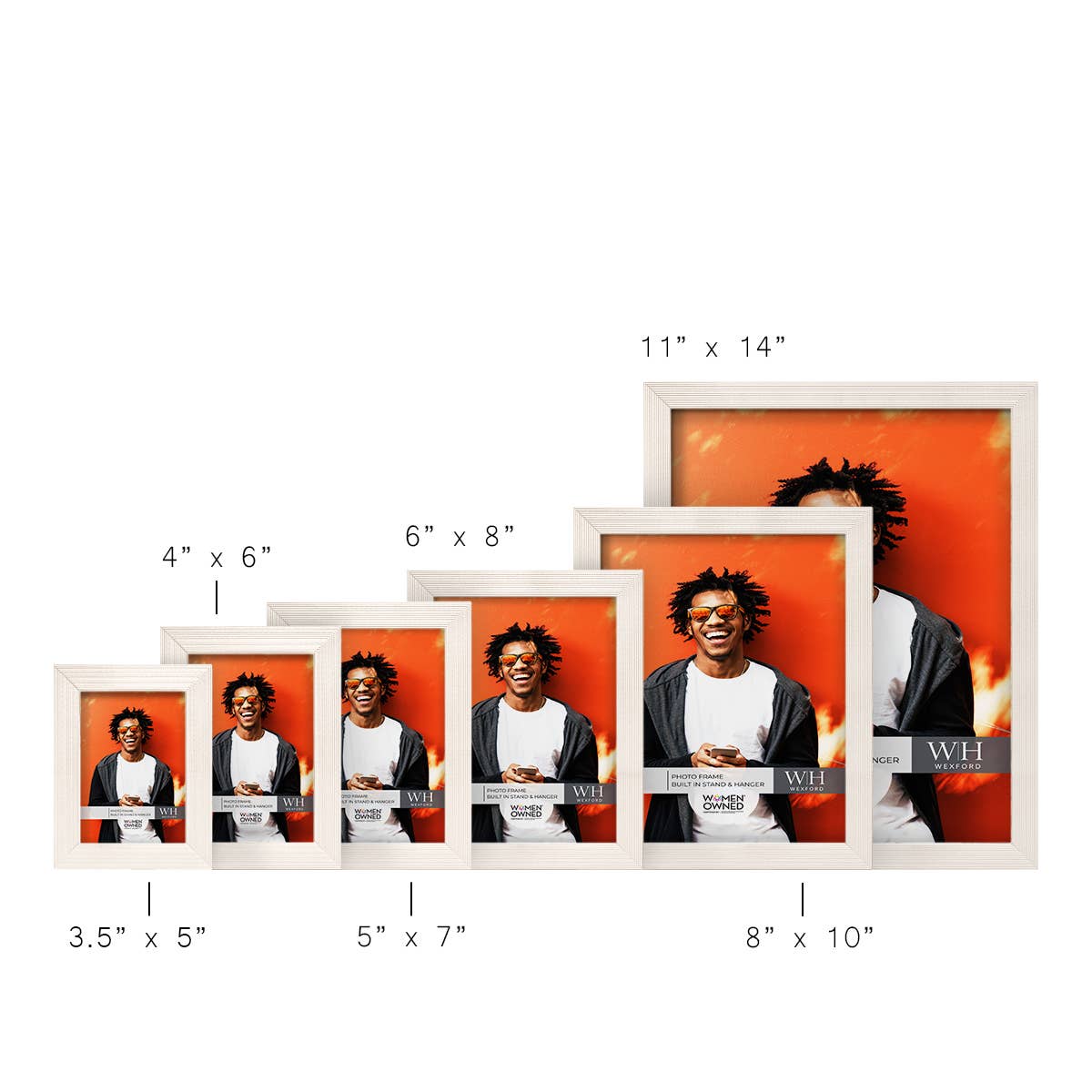 Photo Frame, Real Wood with Texture, White