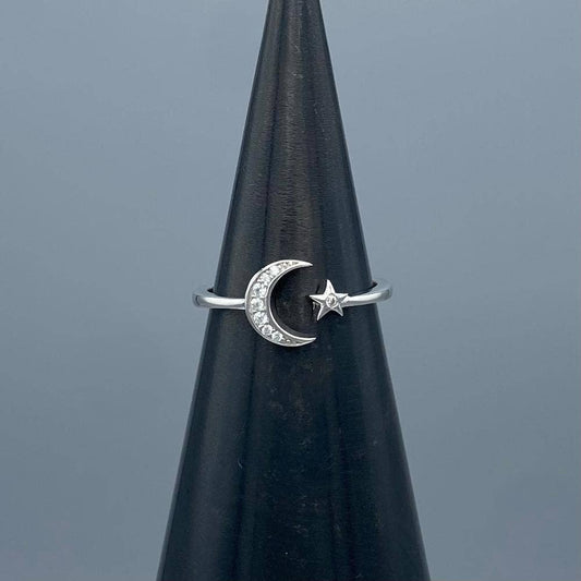 Pave Moon & Star Ring