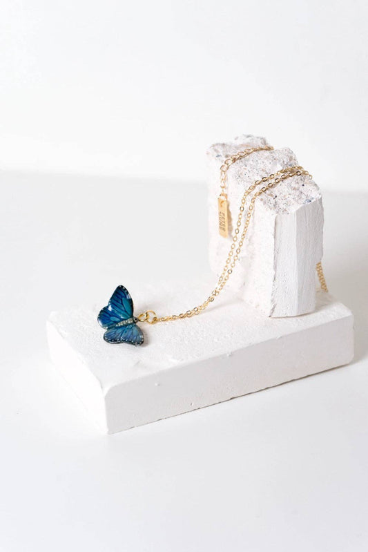 Tiny Flutter Necklace in Sky Blue