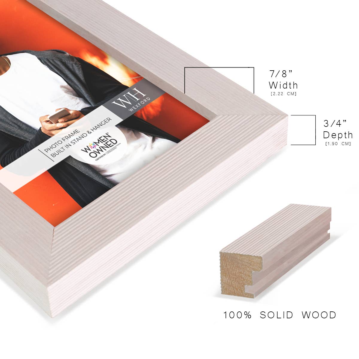 Photo Frame, Real Wood with Texture, White