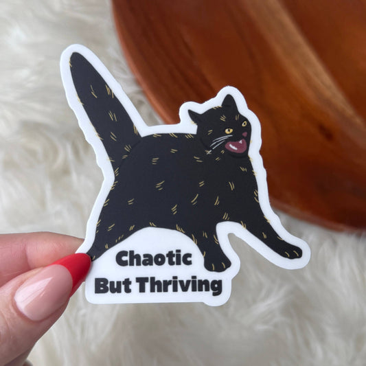 Chaotic But Thriving Anime Cat Sticker