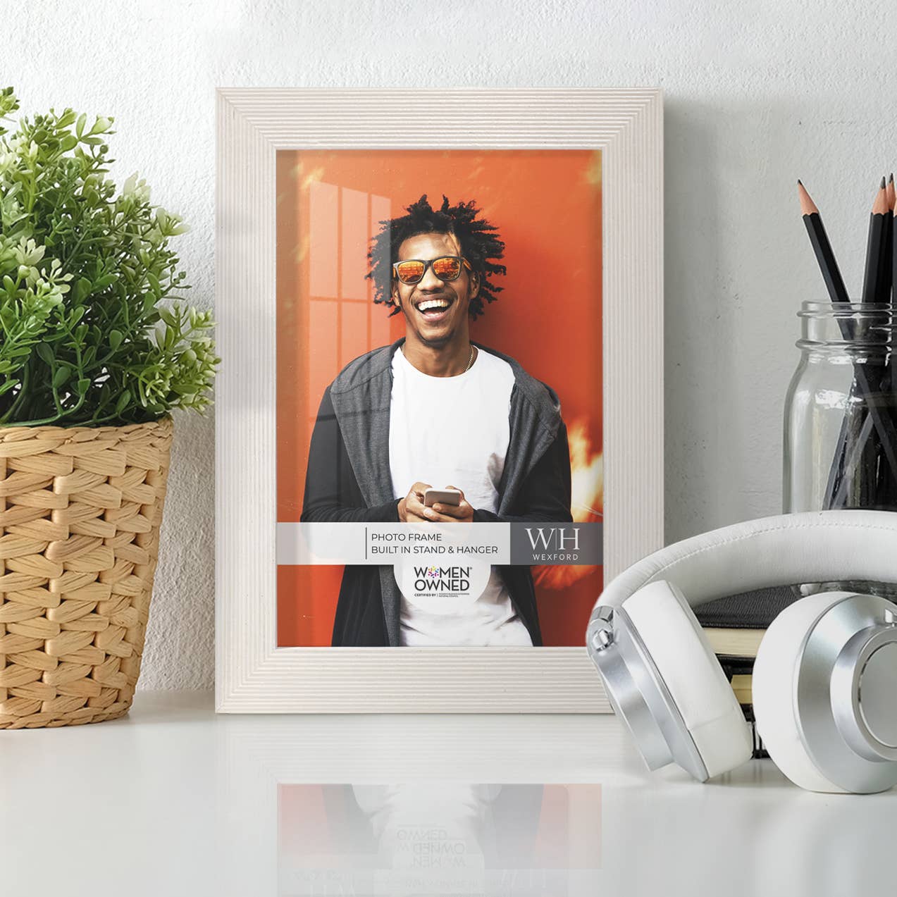 Photo Frame, Real Wood with Texture, White