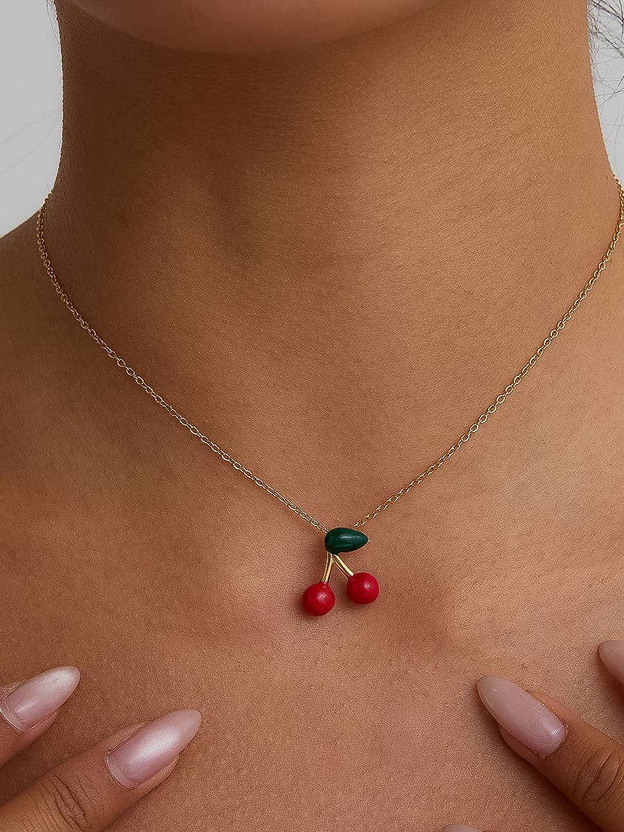Mûre 18K Gold Non-Tarnish Vintage Cherry Necklace