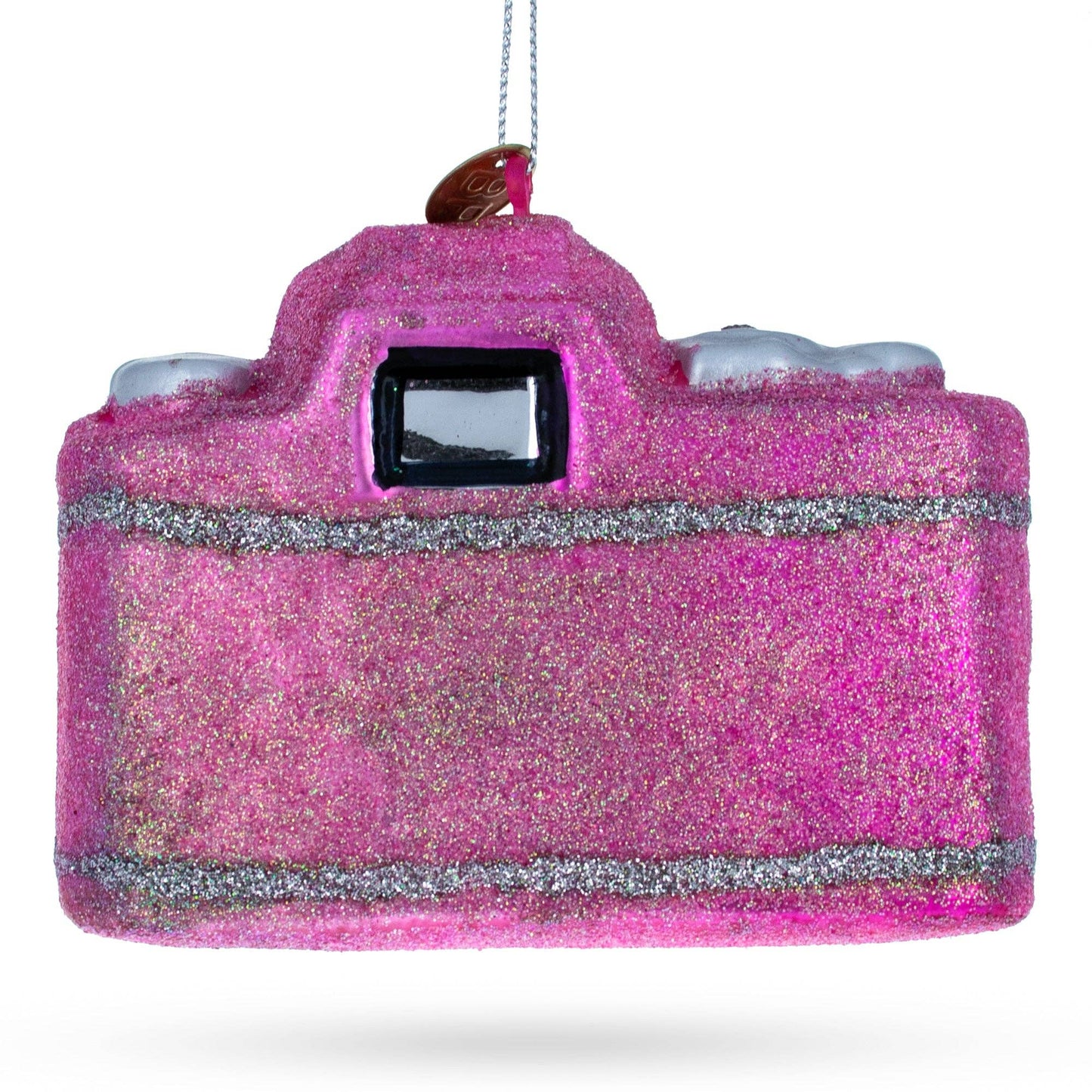 Vintage Pink Camera Glass Christmas Ornament