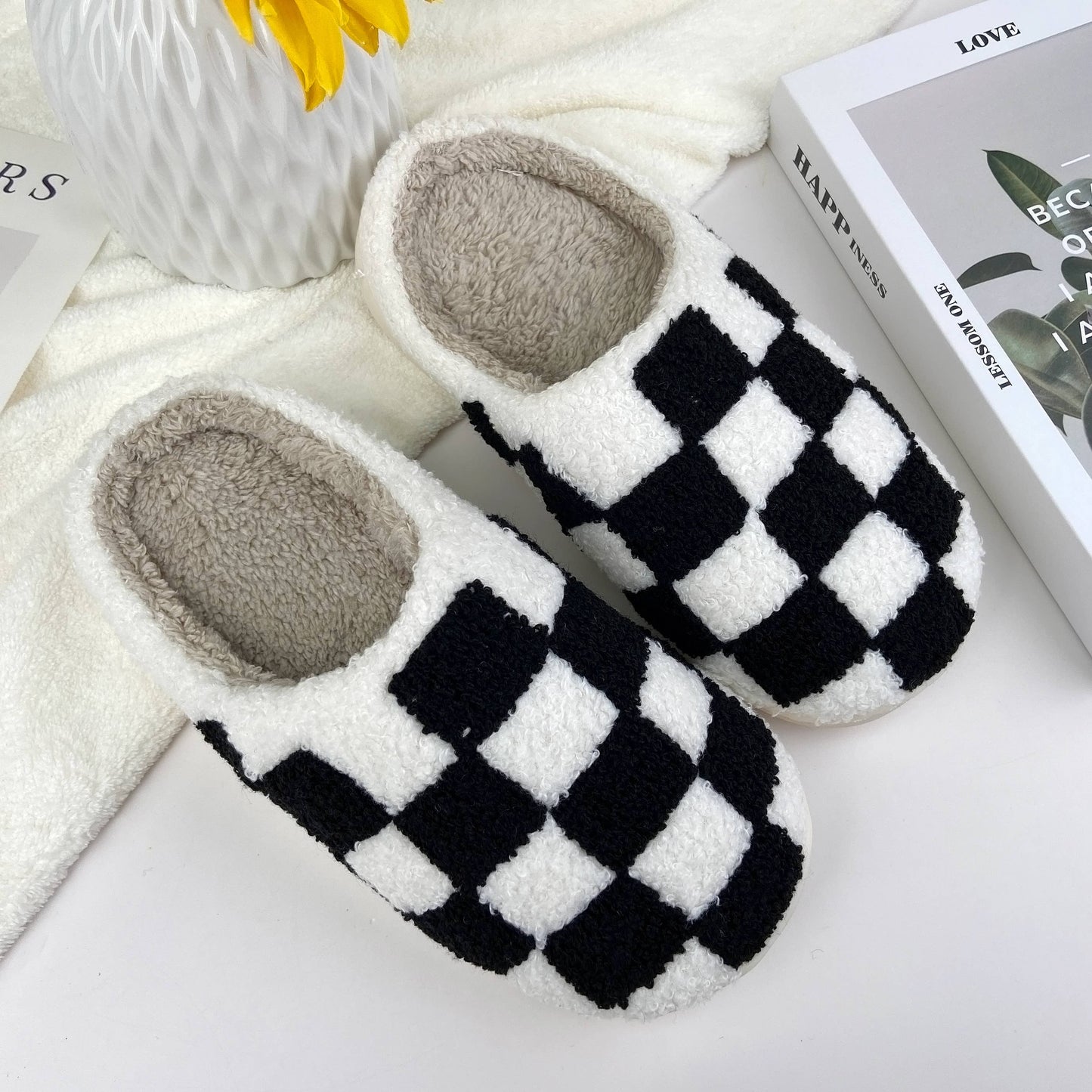 Checkerboard Cozy Indoor Slippers