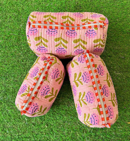 Small Floral Printed Bag Handmade Cotton Quilted Pouch Bags