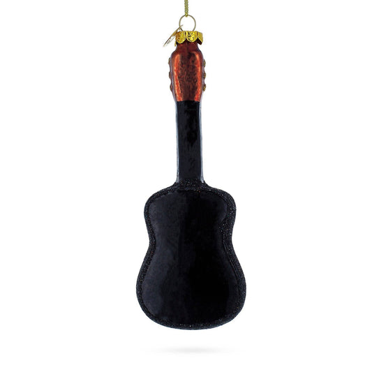 Rocking' Glittered Guitar Glass Ornament