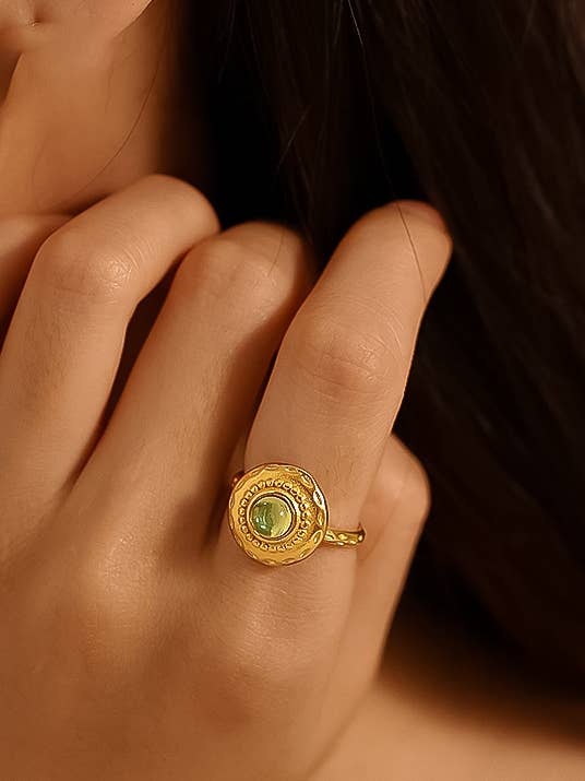 Malin 18K Gold Non-Tarnish Round Stone Ring