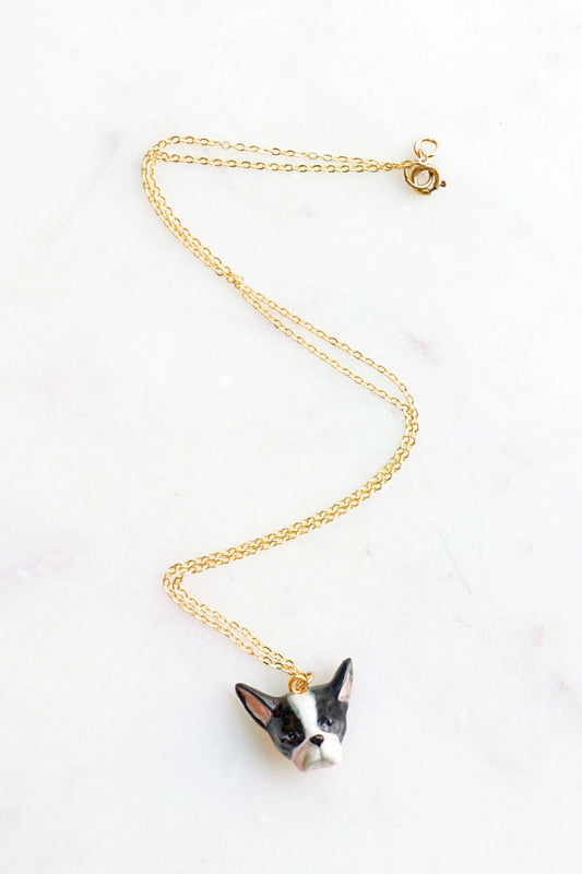 Tiny French Bulldog Face Necklace