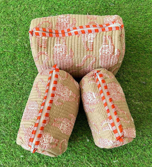 Tiger Printed Bag Cosmetic Bag Indian Cotton Bag Quilted Bag