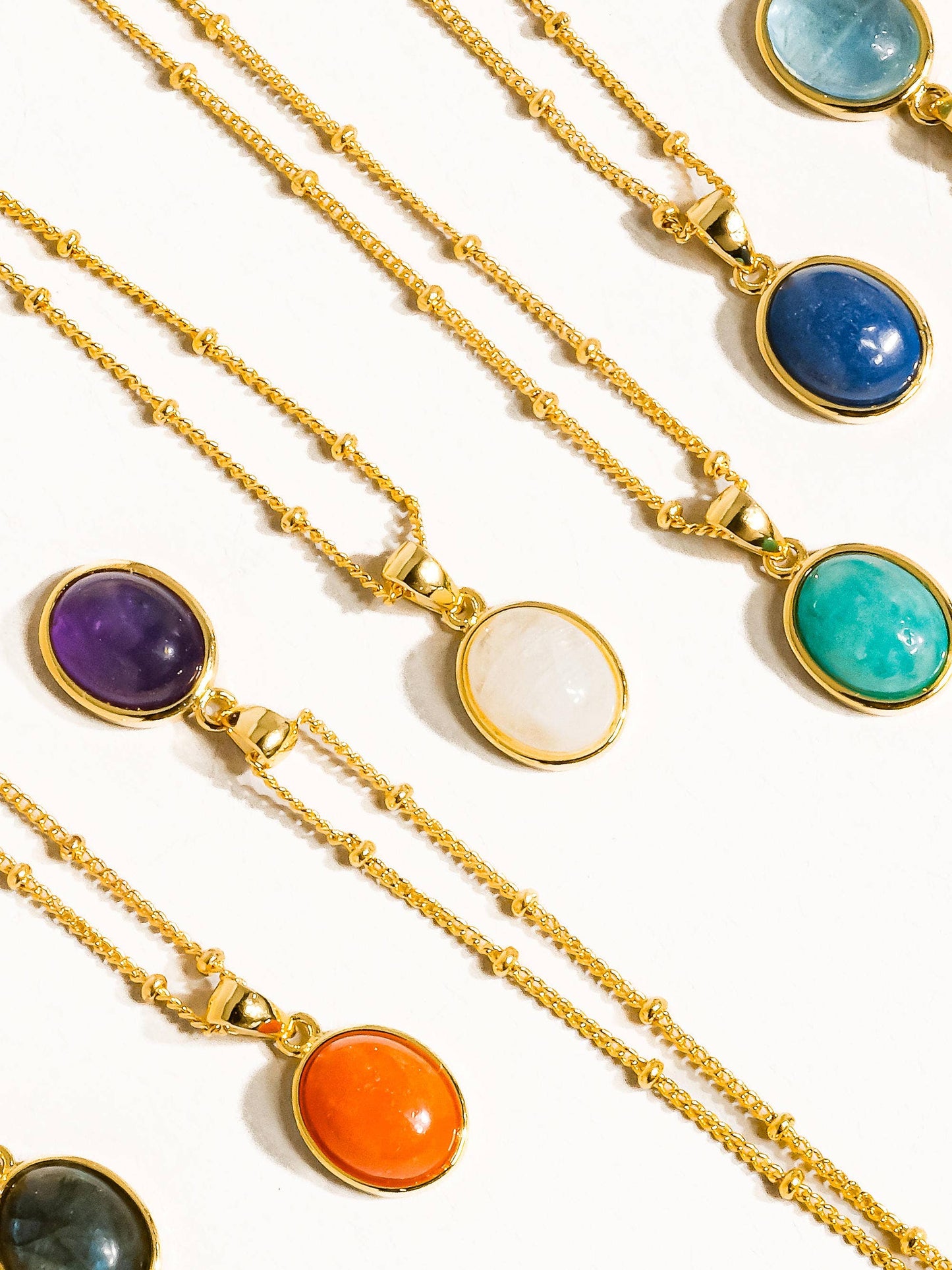 Caillou 18K Gold Assorted Natural Stone Necklace