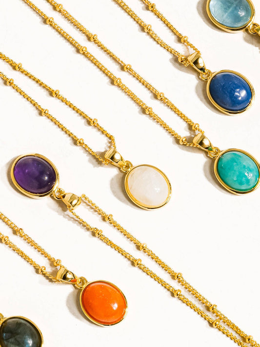 Caillou 18K Gold Assorted Natural Stone Necklace