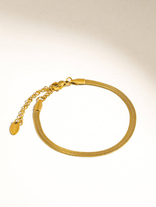18K Gold Flat Snake Chain Bracelet