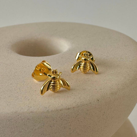18k Gold Plated Bee Shaped Stud Earrings